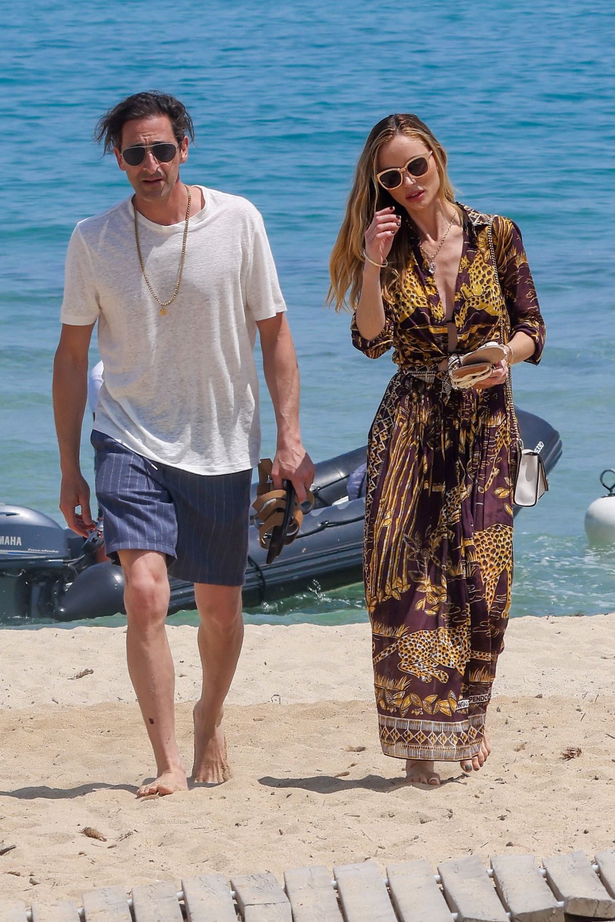 GEORGINA CHAPMAN and Adrien Brody Out at Gigi Beach in Saint-Tropez 05 ...
