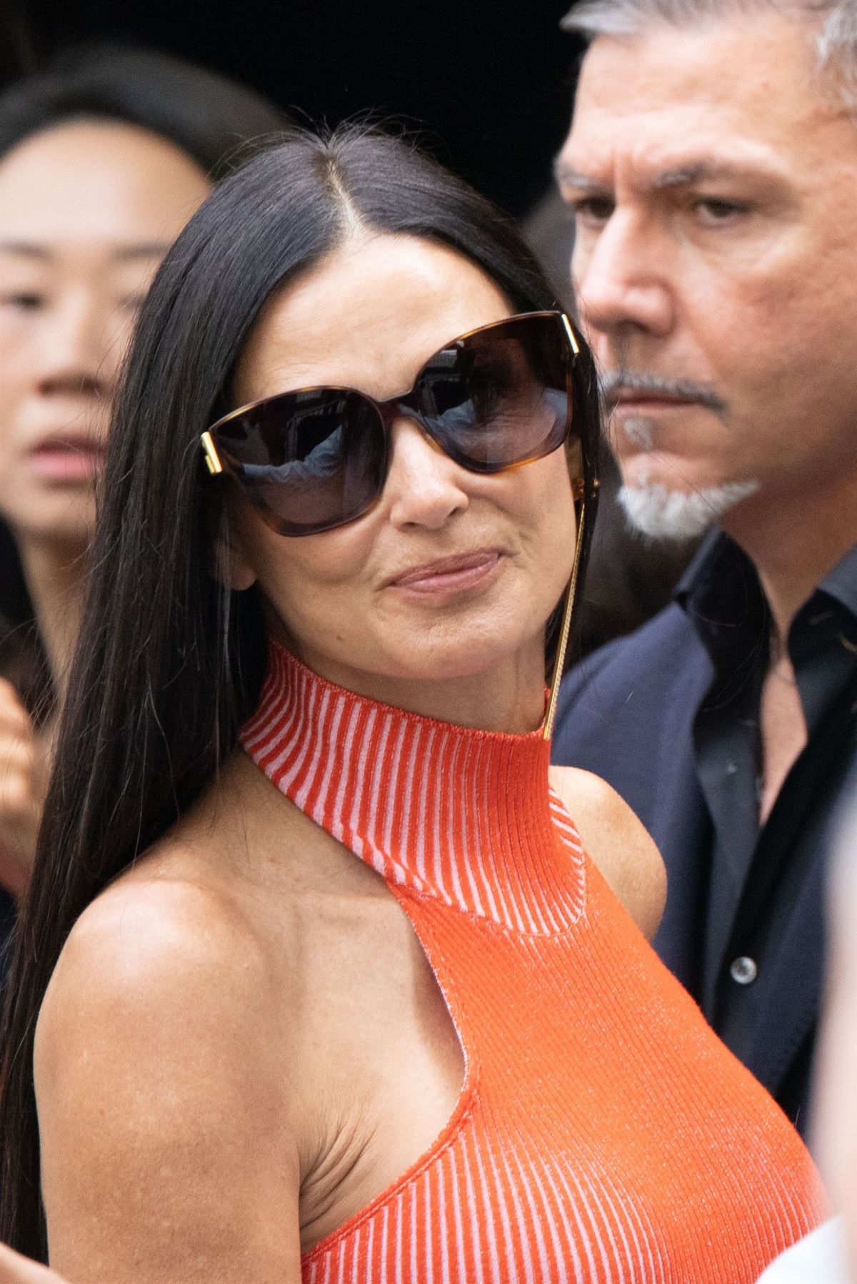 Demi Moore, 60, Shines At Milan Fashion Week In A Chic Coral Halter Top And  Matching Midi Skirt - SHEfinds