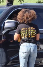 ARYN DRAKE-LEE Felivers a I Am Kenough Hoodie to Her Ex Jesse Williams at a Meetup in Los Angeles 10/07/2023
