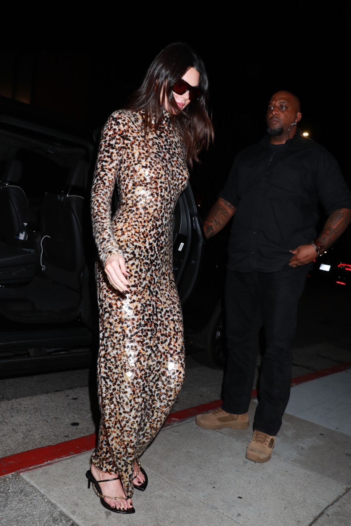 KENDALL JENNER Arrives at Kim Kardashian’s 44th Birthday Party at Funke