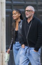 NARAH BAPTISTA and Vincent Cassel Out in Rome 10/25/2023