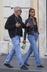 NARAH BAPTISTA and Vincent Cassel Out in Rome 10/25/2023