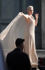 FLORENCE PUGH on the Set of a Valentino Photoshoot in Rome 01/27/2024