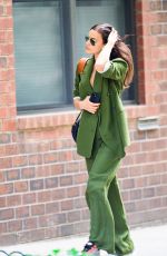 IRINA SHAYK in Emerald Green Out in New York 05/23/2024