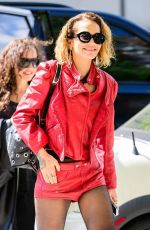 RITA ORA in a Red Leather Out in New York 05/03/2024