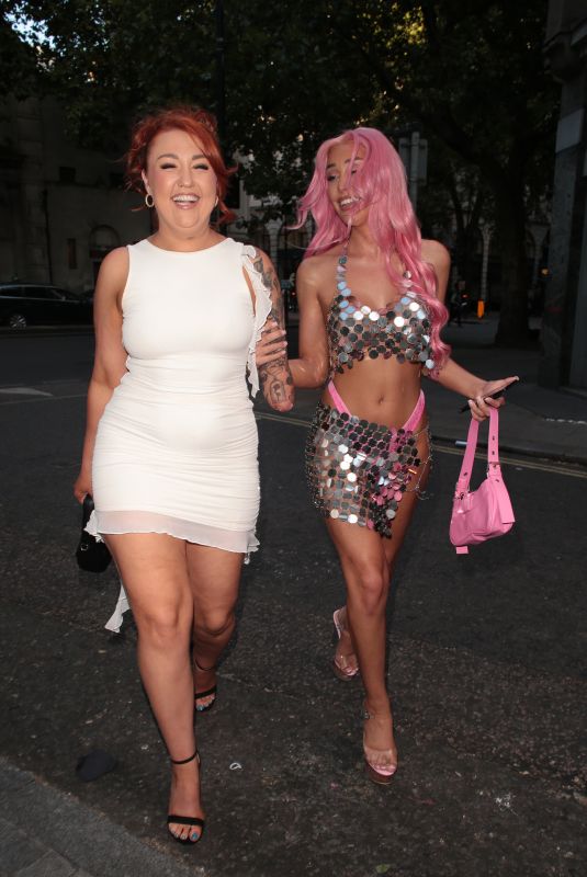 ELLA MORGAN, HELEN FLANAGAN and JAY HOWARD Arrives at PrettyLittleThing Hosted Rainbow Party in London 06/27/2024