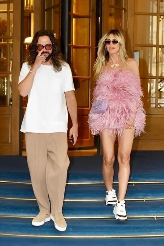 HEIDI KLUM and Tom Kaulitz Leaves Their Hotel in Paris 06/29/2024