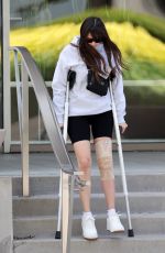 NINA DOBREV Out with Her Crutches in Santa Monica 06/18/2024
