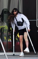 NINA DOBREV Out with Her Crutches in Santa Monica 06/18/2024