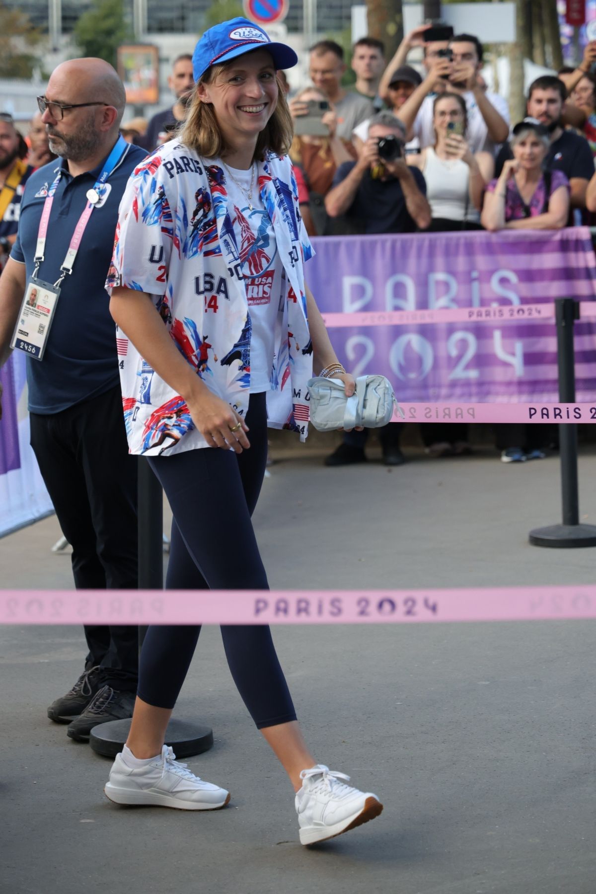 KATIE LEDECKY Arrives at USA vs Serbia Basketball Semifinal at Paris